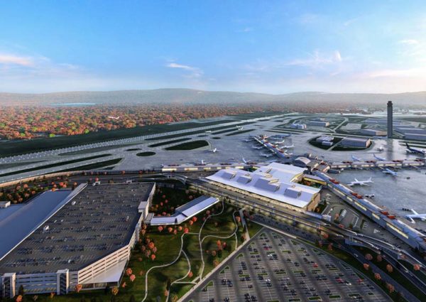 aerial rendering of Pittsburgh International Airport Terminal Modernization Program