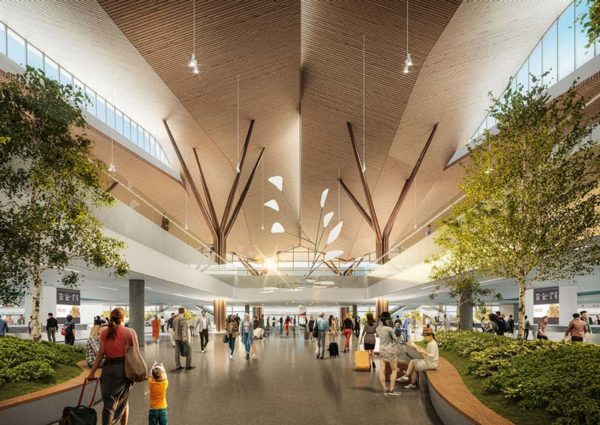 arrival rendering of Pittsburgh International Airport Terminal Modernization Program