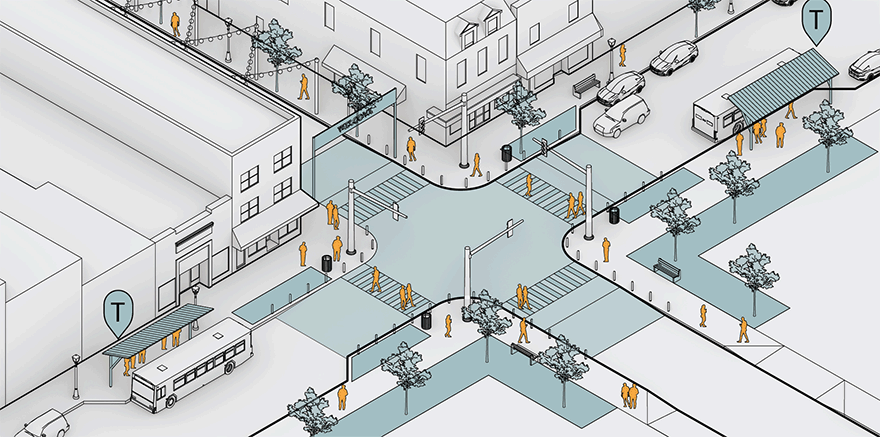 Pitcairn business district gateway strategy diagram by Allegheny Together, PA Planning Award